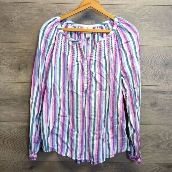 St. John's Bay Pink Vertical Striped Blouse Womens Size XL - Picture 1 of 7